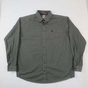 Cinch Shirt Mens Medium Green Check Long Sleeve Button Up Western Cowboy Rancher